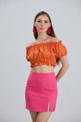 Toptan Yırtmaçlı Mini Etek